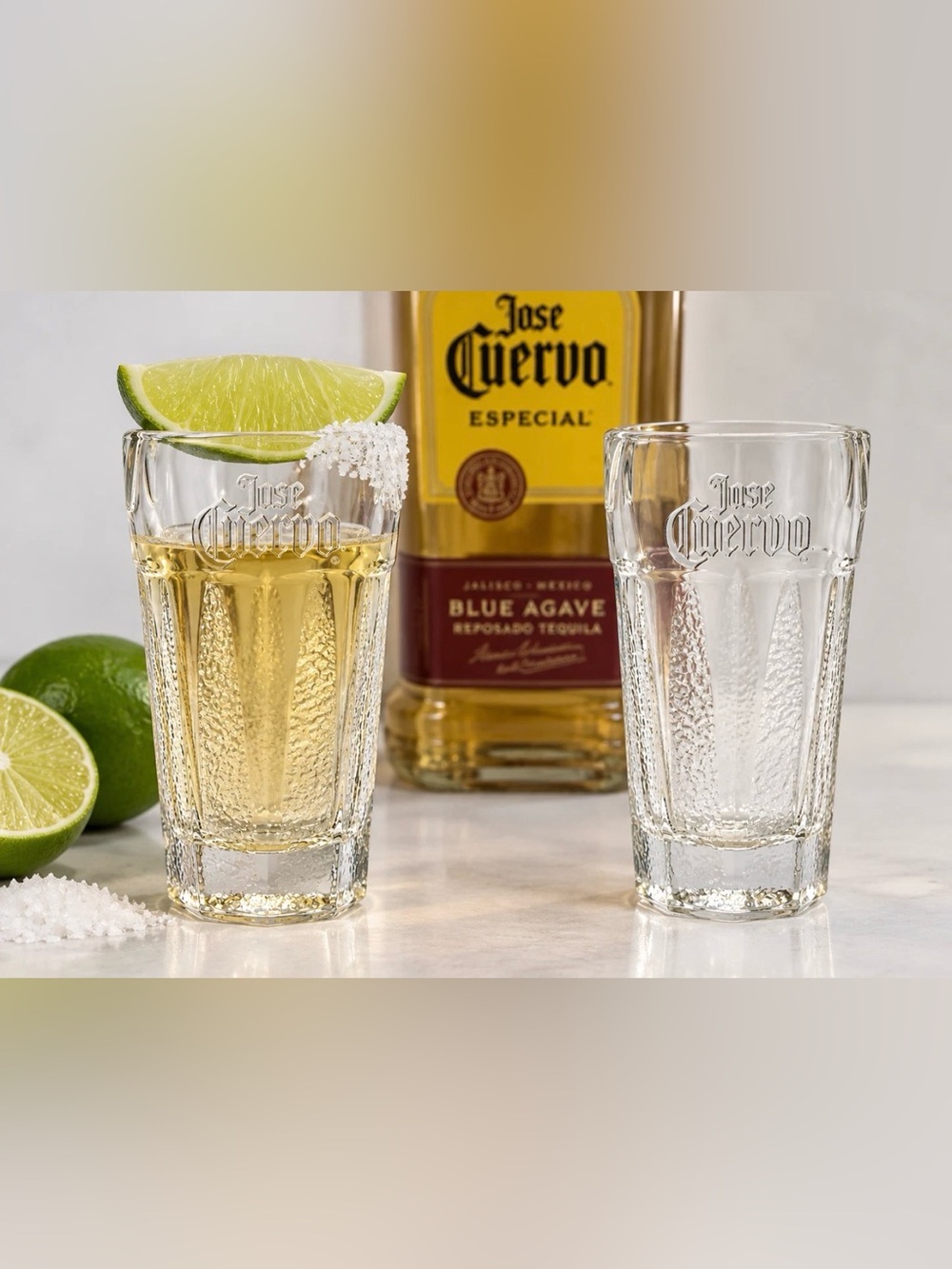 🥃 NEW Set of 2 Jose Cuervo Tequila Shot Glasses Lime Wedge Holder Barware 🥃